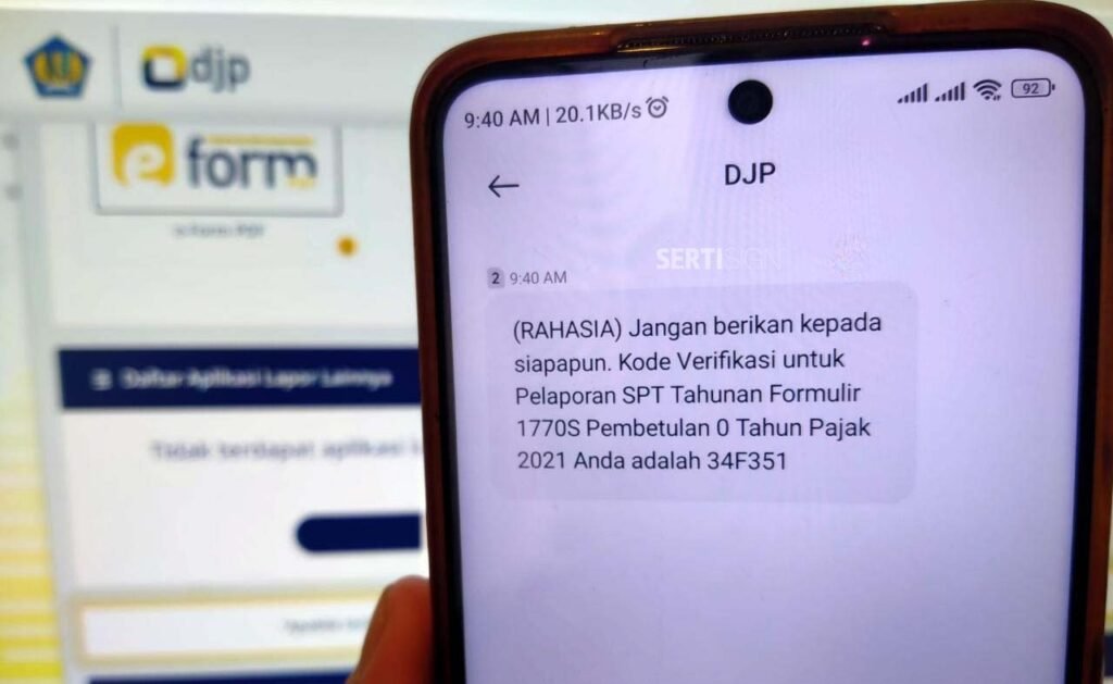 Contoh SMS OTP DJP SPT Pajak