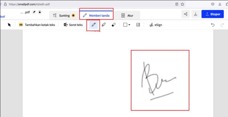 tanda tangan digital Anda di PDF online melalui situs SmallPDF